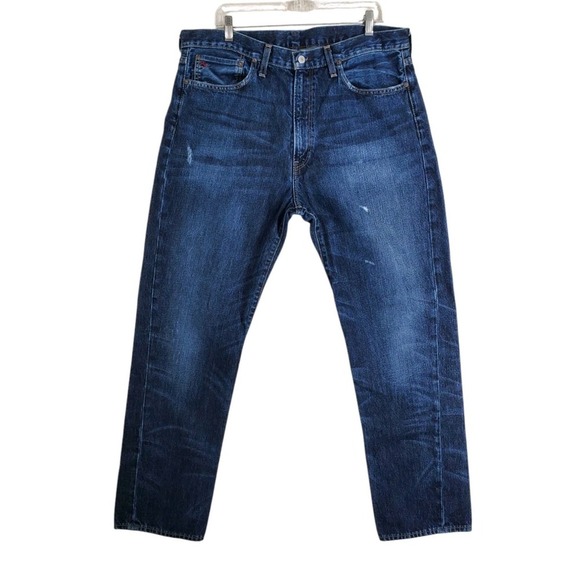 COPY Polo Ralph Lauren Cortland Blue Jean Men 36x32 Distressed Wide Leg (38x31.5 - Picture 4 of 13